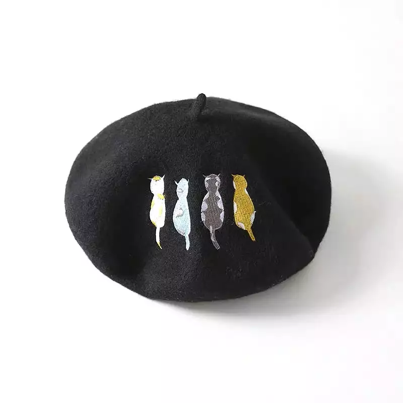 5 COLORS CUTE CAT WOOL BERET BY31002