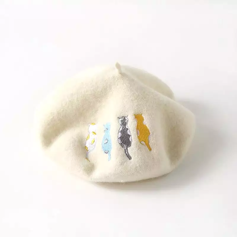 5 COLORS CUTE CAT WOOL BERET BY31002