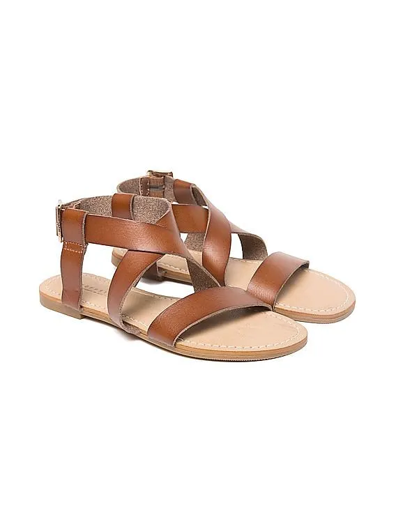 Aeropostale Burnished Cross Strap Sandals