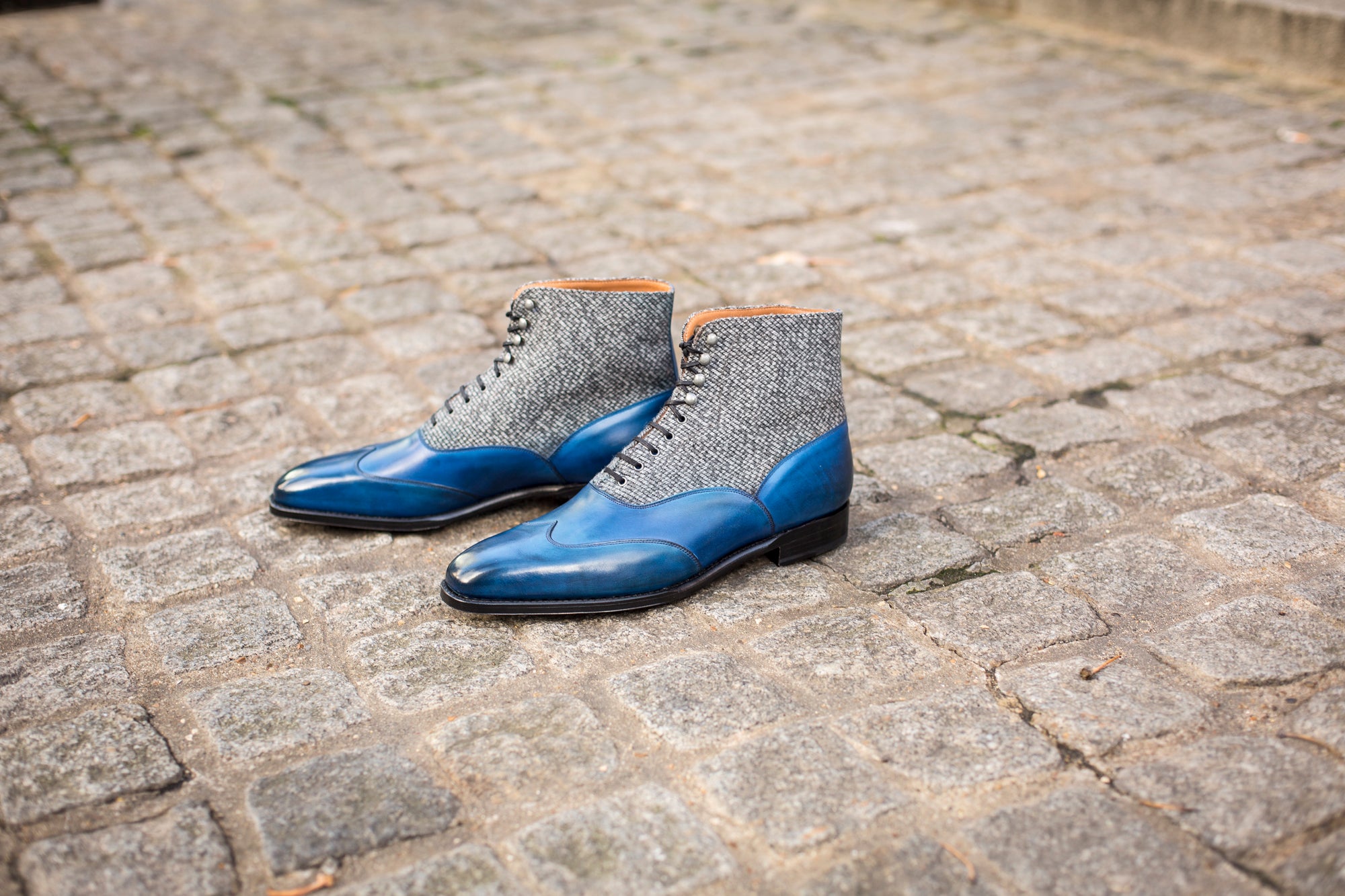 Alexander - MTO - Sky Blue Calf / Grey Poulsbo - LPB Last - Single Leather Sole