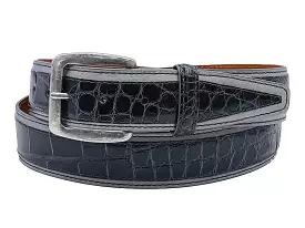 Alligator Calf Duo-Skin Handpainted Belt Gray