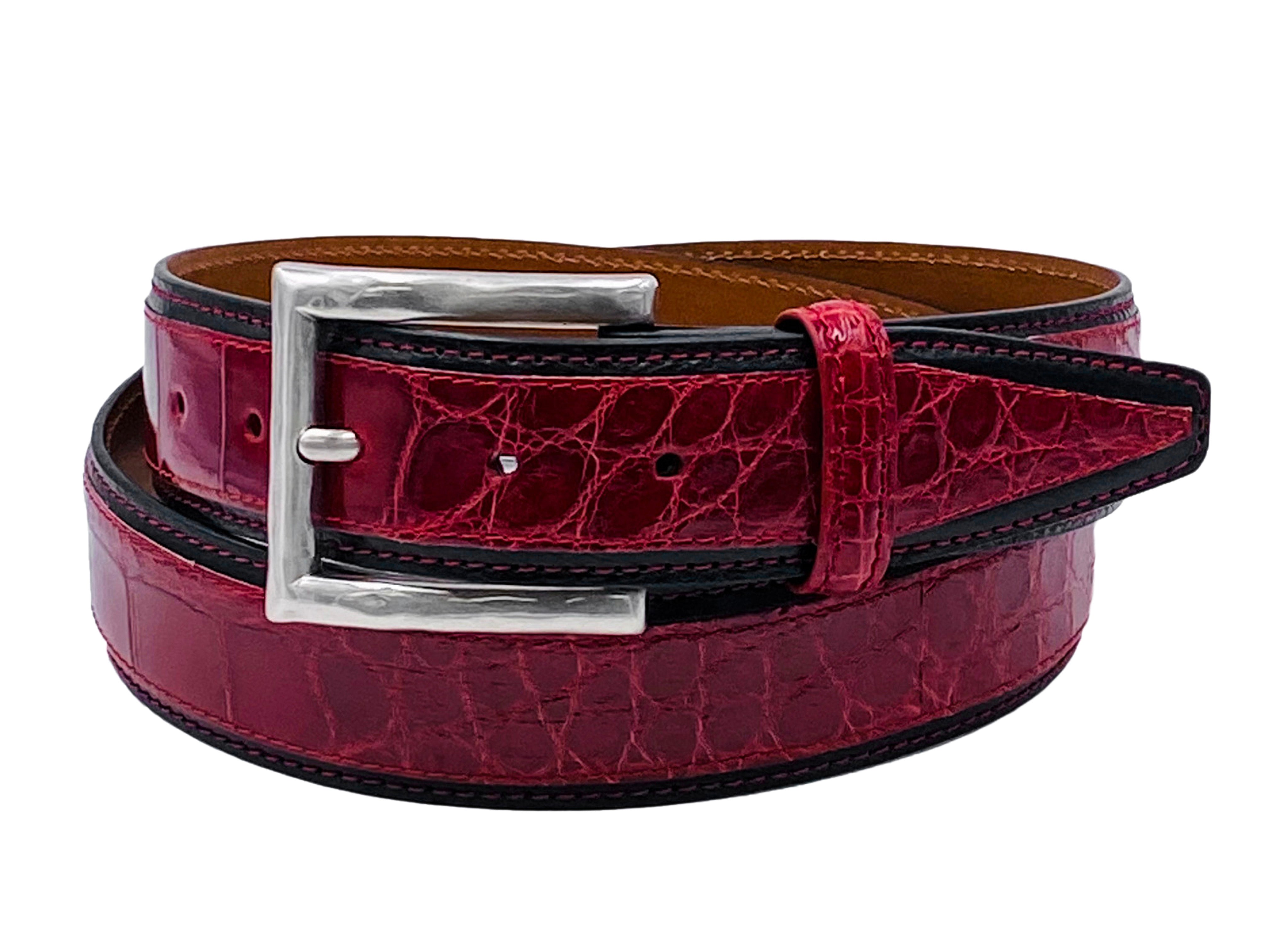 Alligator Calf Duo-Skin Handpainted Belt Red/Black