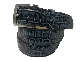 Alligator Skin Handpainted Belt Blue/Black