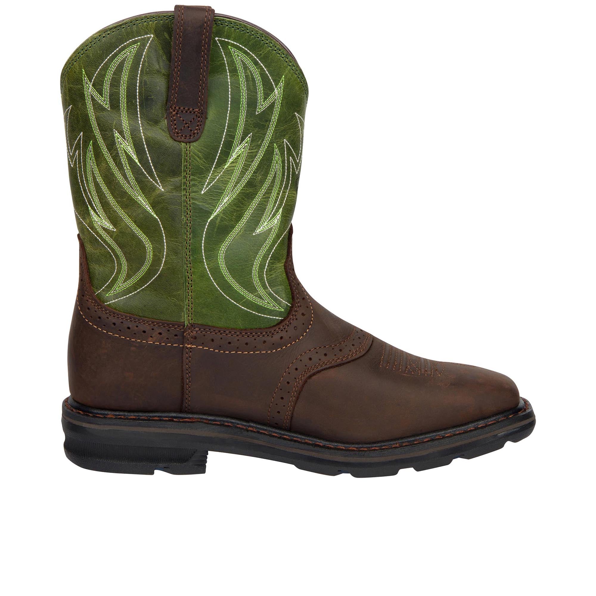 Ariat Sierra Shock Shield Square Toe Soft Toe Dark Brown Grass Green