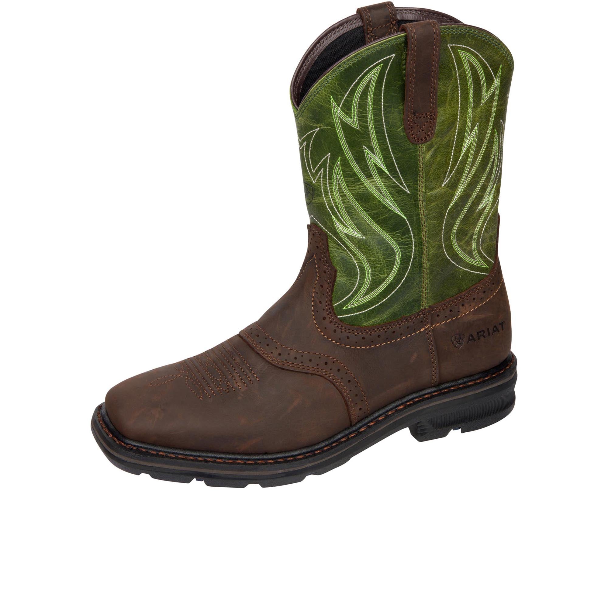 Ariat Sierra Shock Shield Square Toe Soft Toe Dark Brown Grass Green