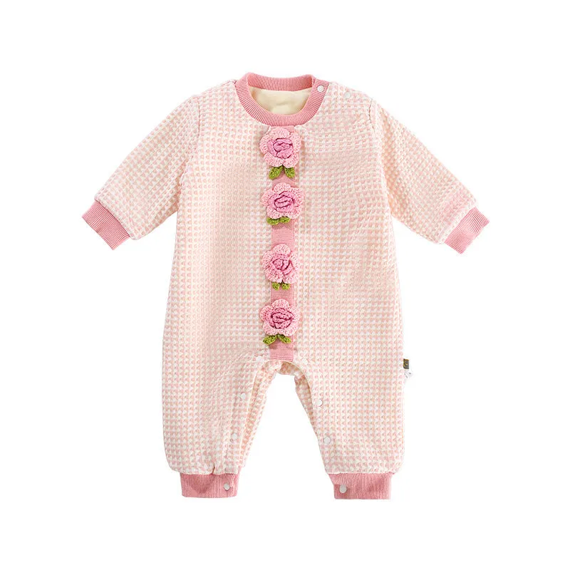 Baby Girls Flower Checked Jumpsuits Wholesale 23101983