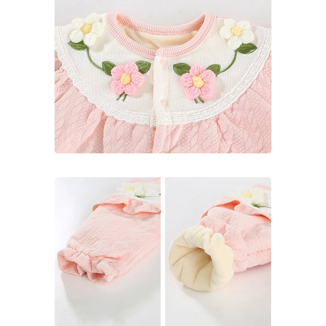 Baby Girls Flower Embroidered Jumpsuits Wholesale 231019144