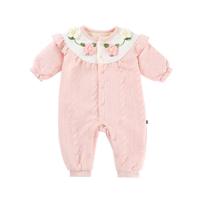 Baby Girls Flower Embroidered Jumpsuits Wholesale 231019144