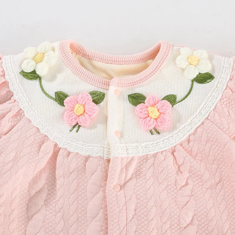 Baby Girls Flower Embroidered Jumpsuits Wholesale 231019144