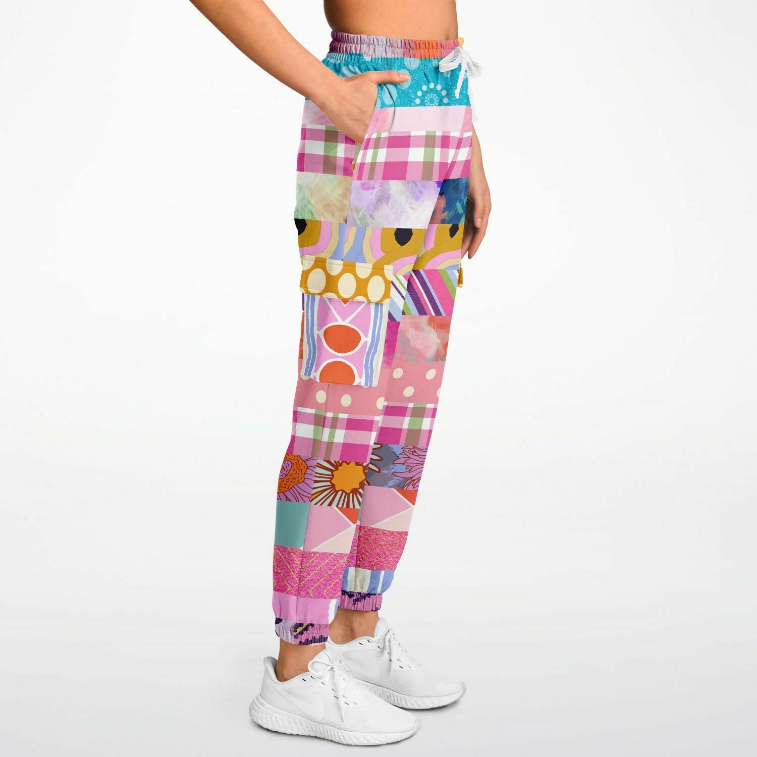 Bahama Mama Pink Floral Patchwork Unisex Cargo Sweats