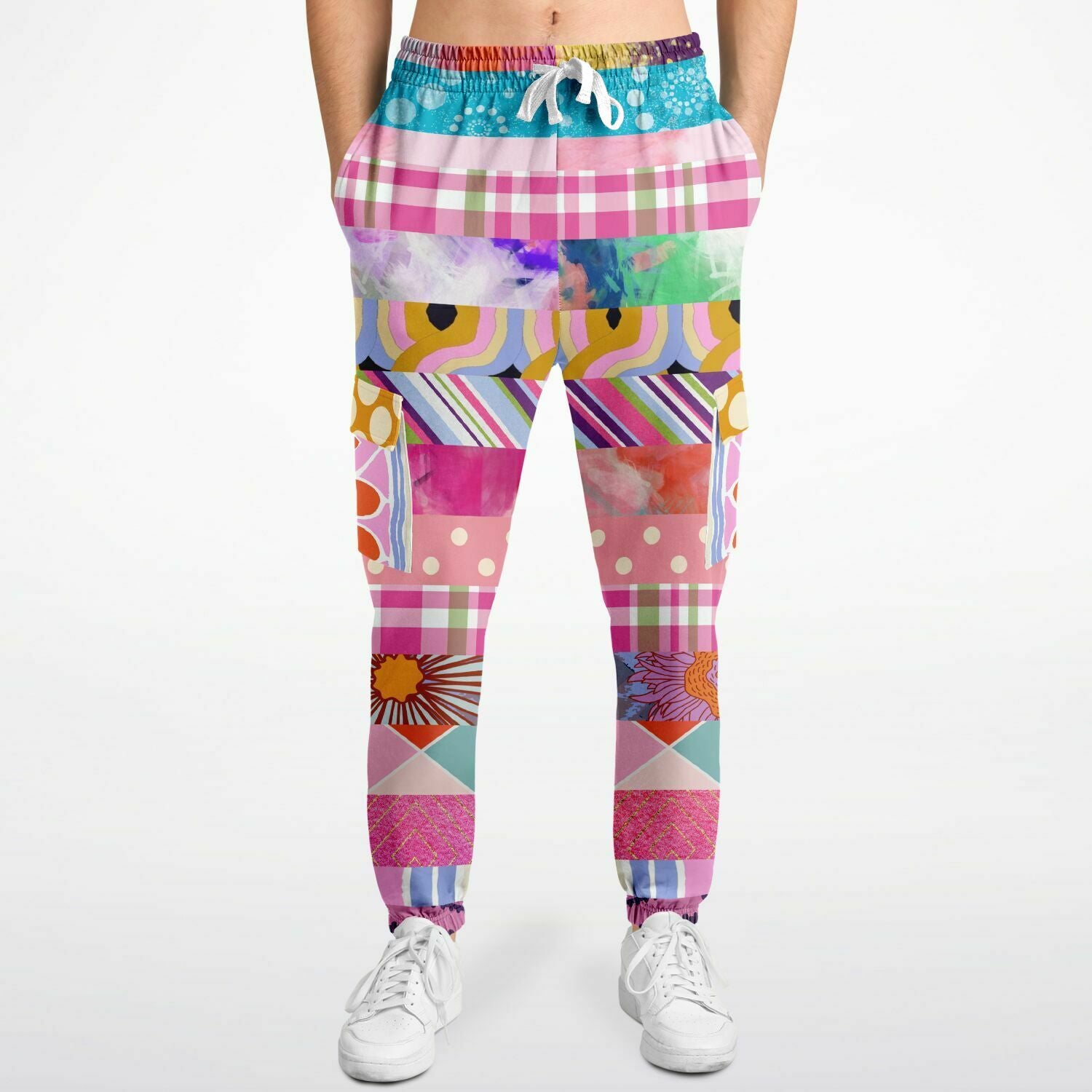 Bahama Mama Pink Floral Patchwork Unisex Cargo Sweats