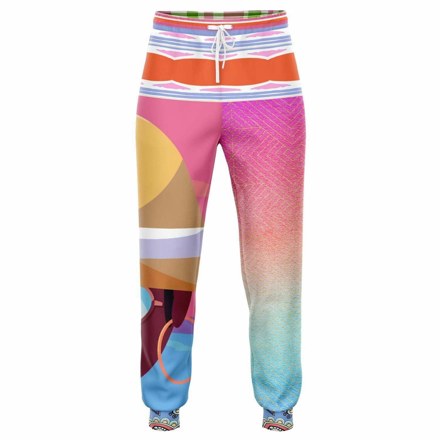 Bahama Mama Pink Ombre Striped Unisex Eco-Poly Joggers