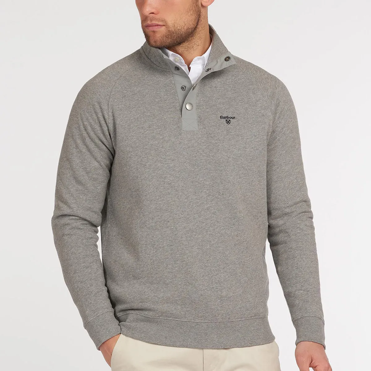 Barbour - Half Snap Sweatshirt in Grey Marl