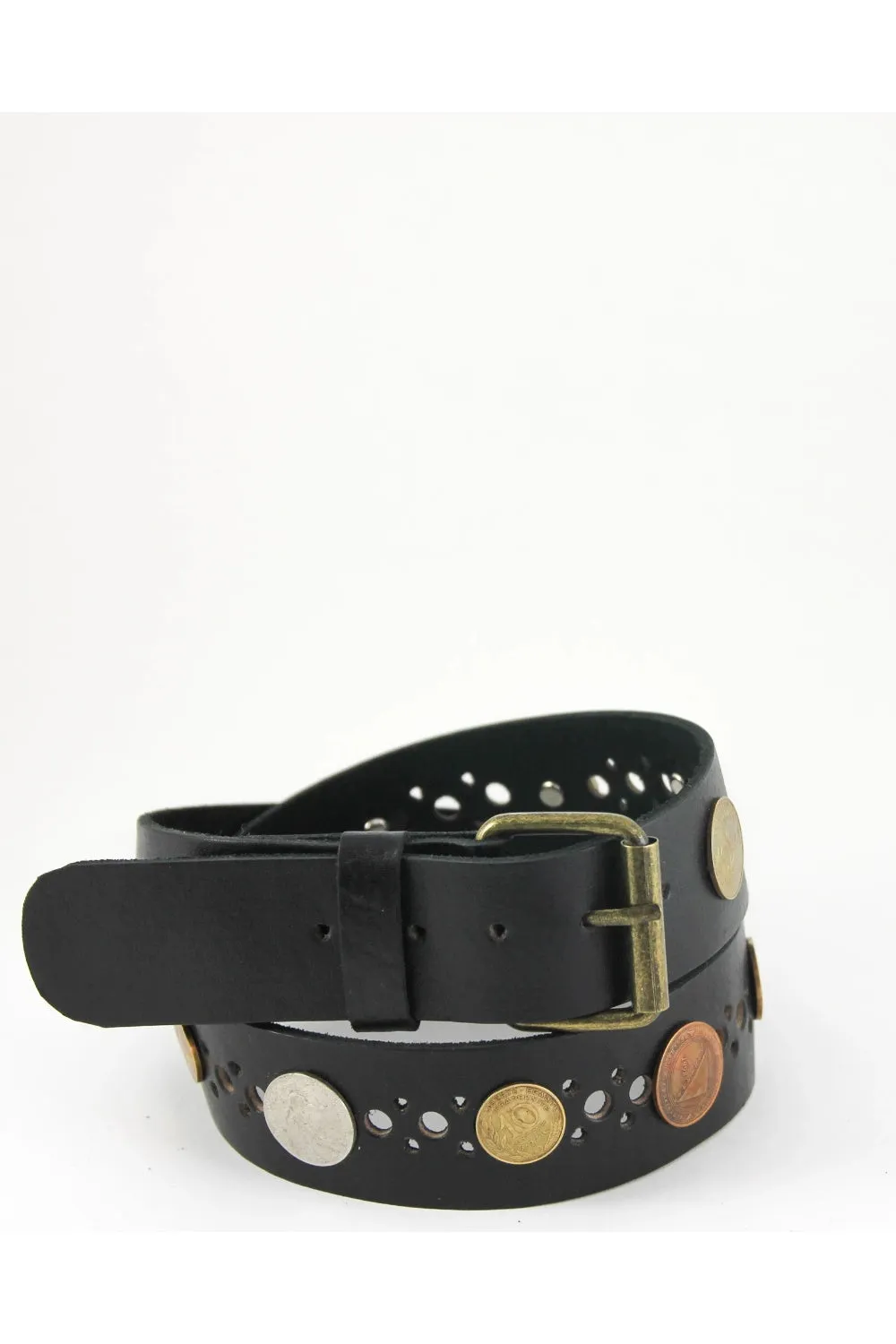 BEDOUIN LEATHER COIN BELT BLACK