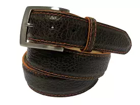 Bison Skin Belt Brown / Orange Stitch