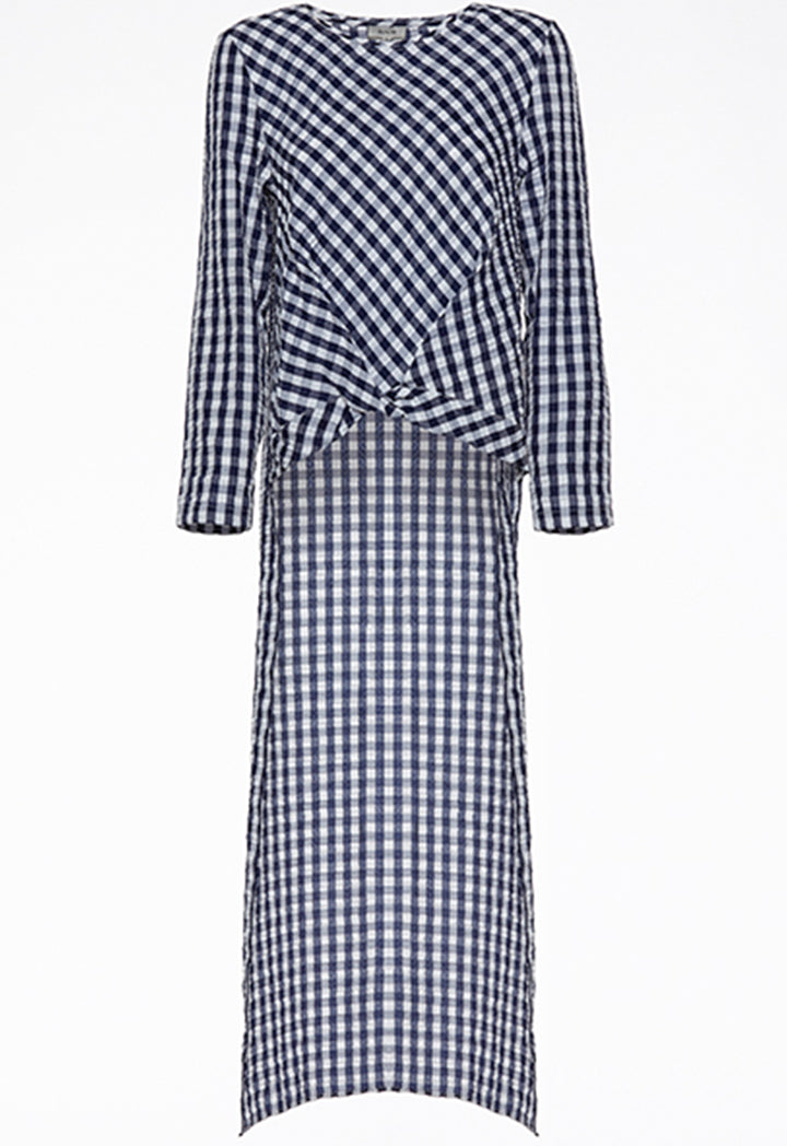 Blue Checks Cape Blouse