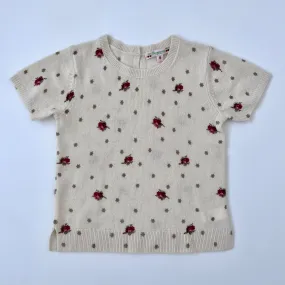 Bonpoint Rose Print Short Sleeve Cashmere Jumper: 6 Years