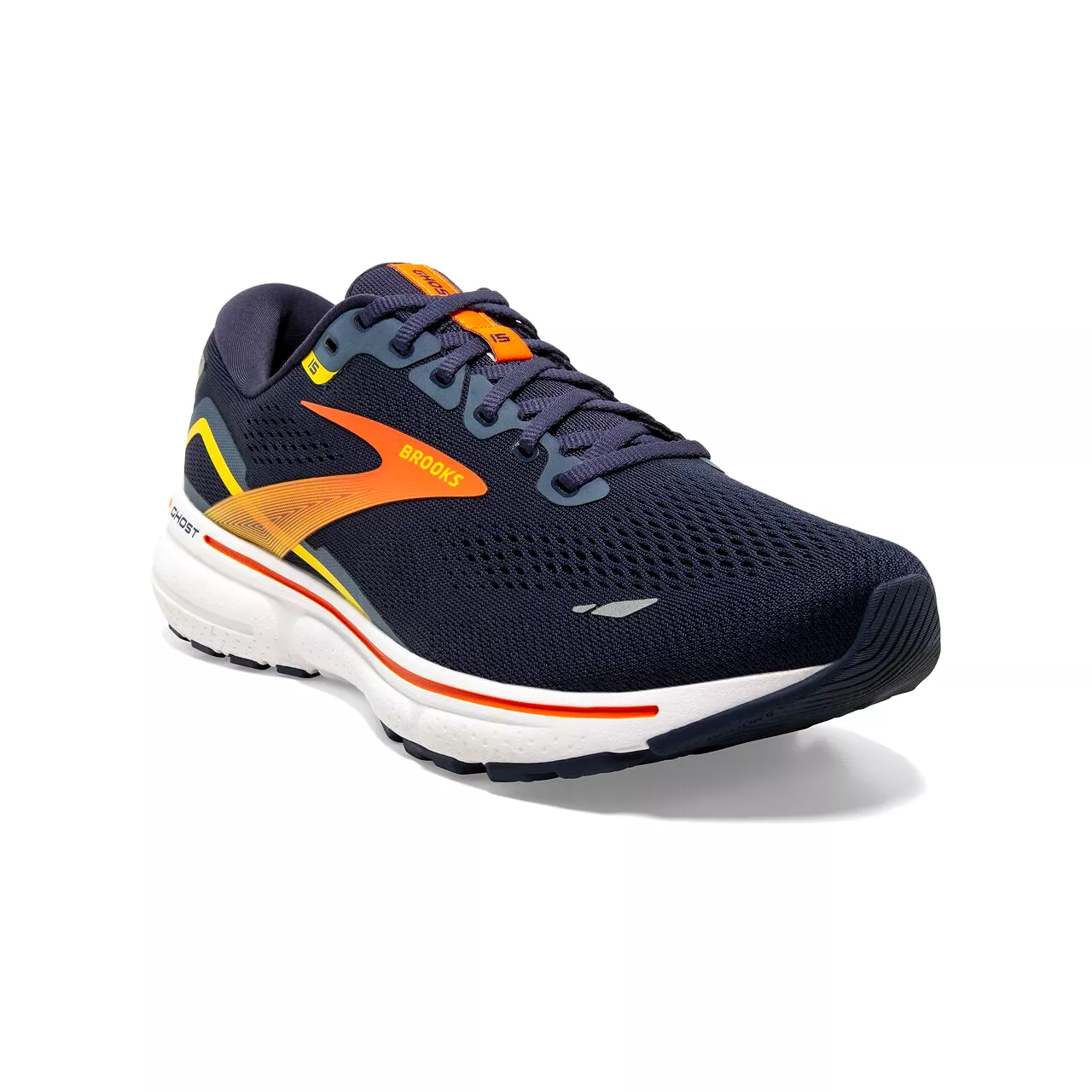 Brooks Ghost 15 (Mens) - Peacoat/Red/Yellow