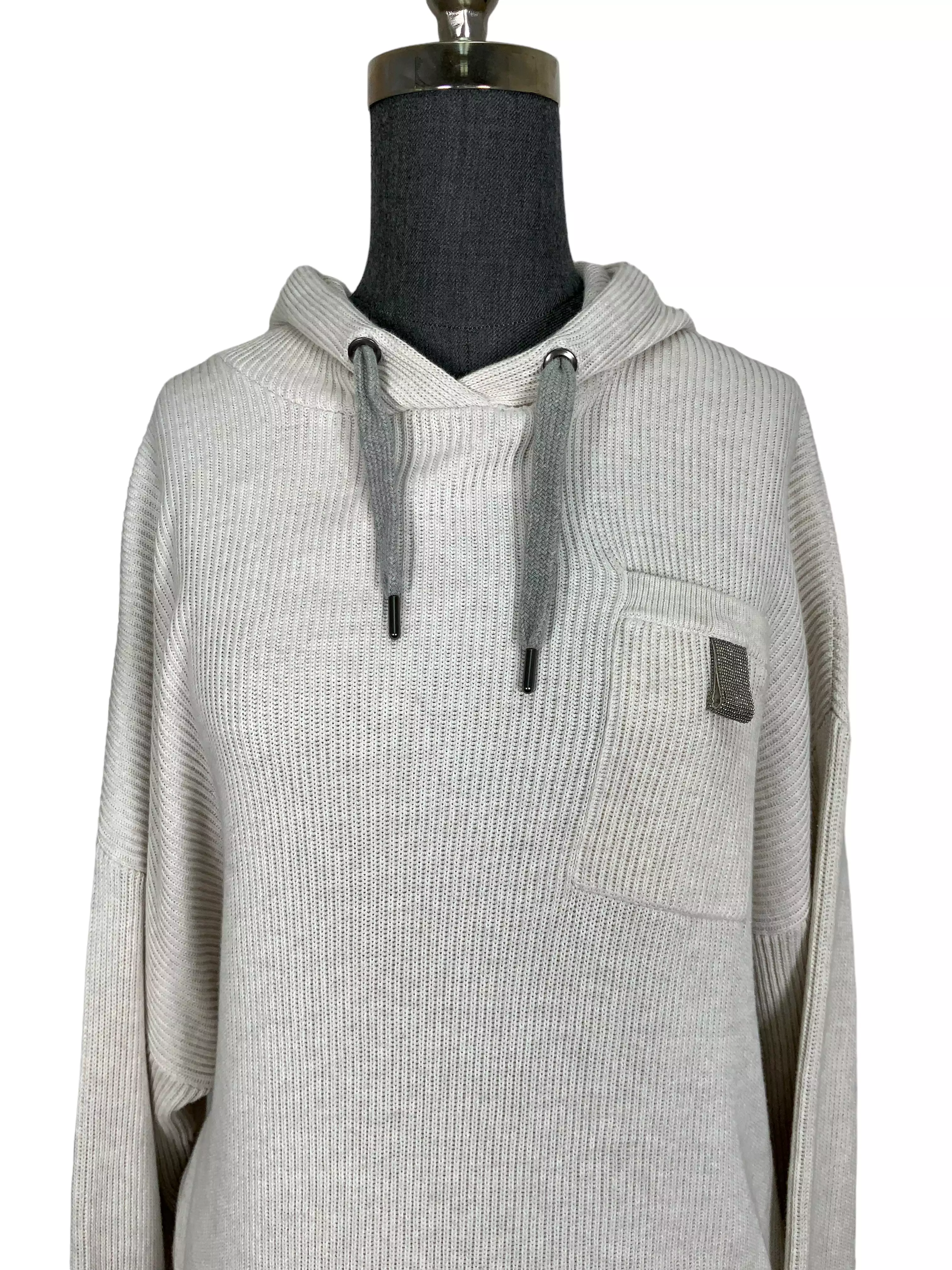 BRUNELLO CUCINELLI Monili-Loop English Rib Hoodie Size M