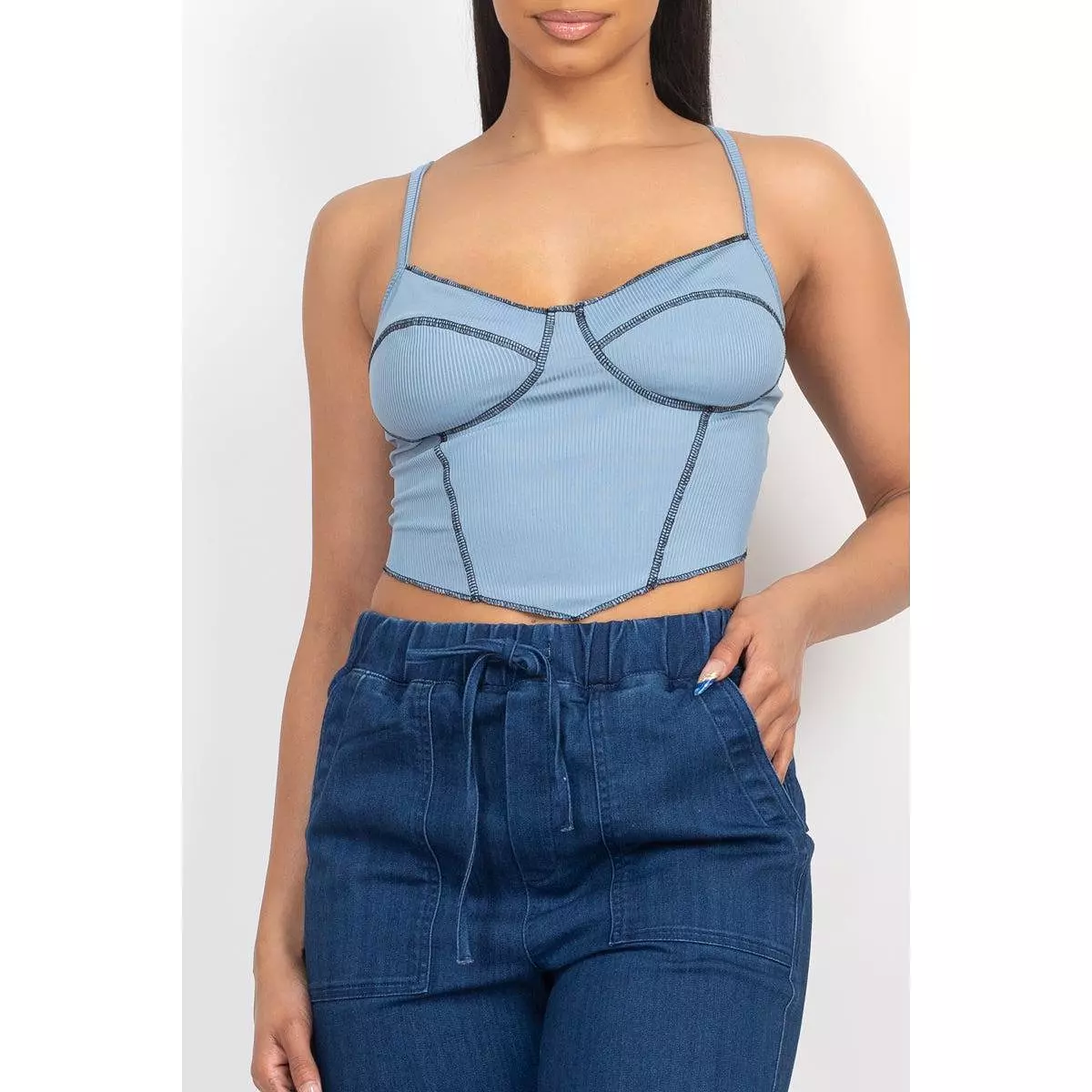 Bustier Sleeveless Ribbed Top