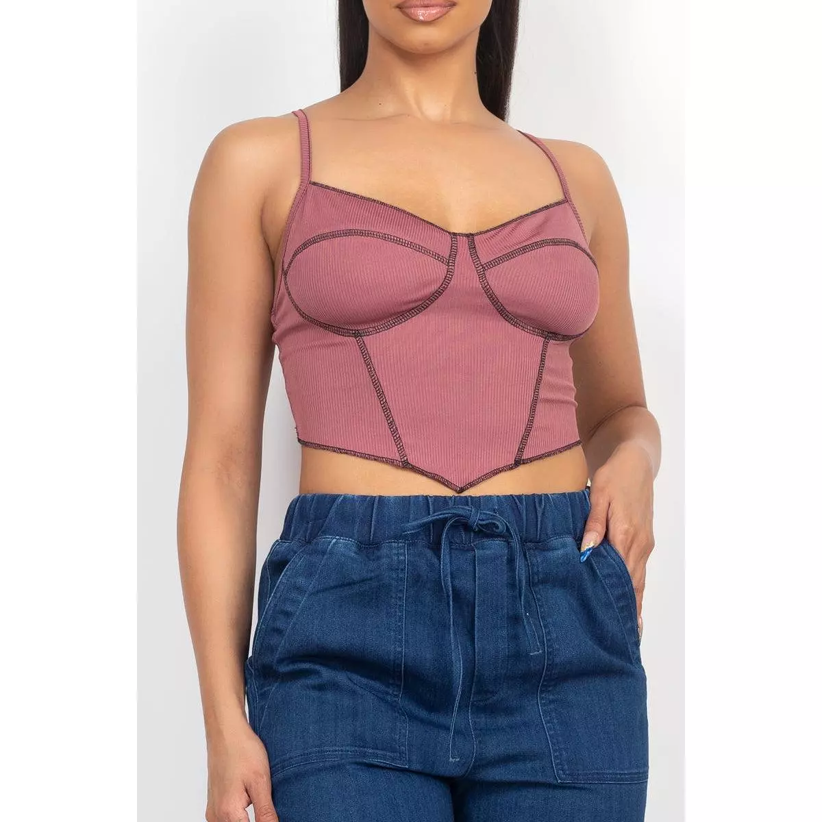 Bustier Sleeveless Ribbed Top