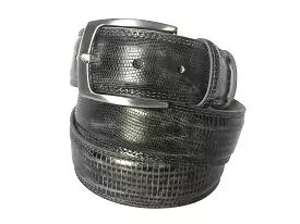 Calf Skin Lizard Embossed Belt Gray