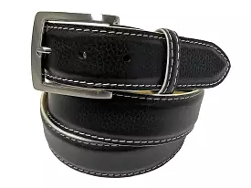 Calf Skin Pebble Belt Black / White Stitch & Edge