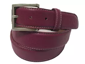 Calf Skin Pebble Belt Fuschia / White Stitch