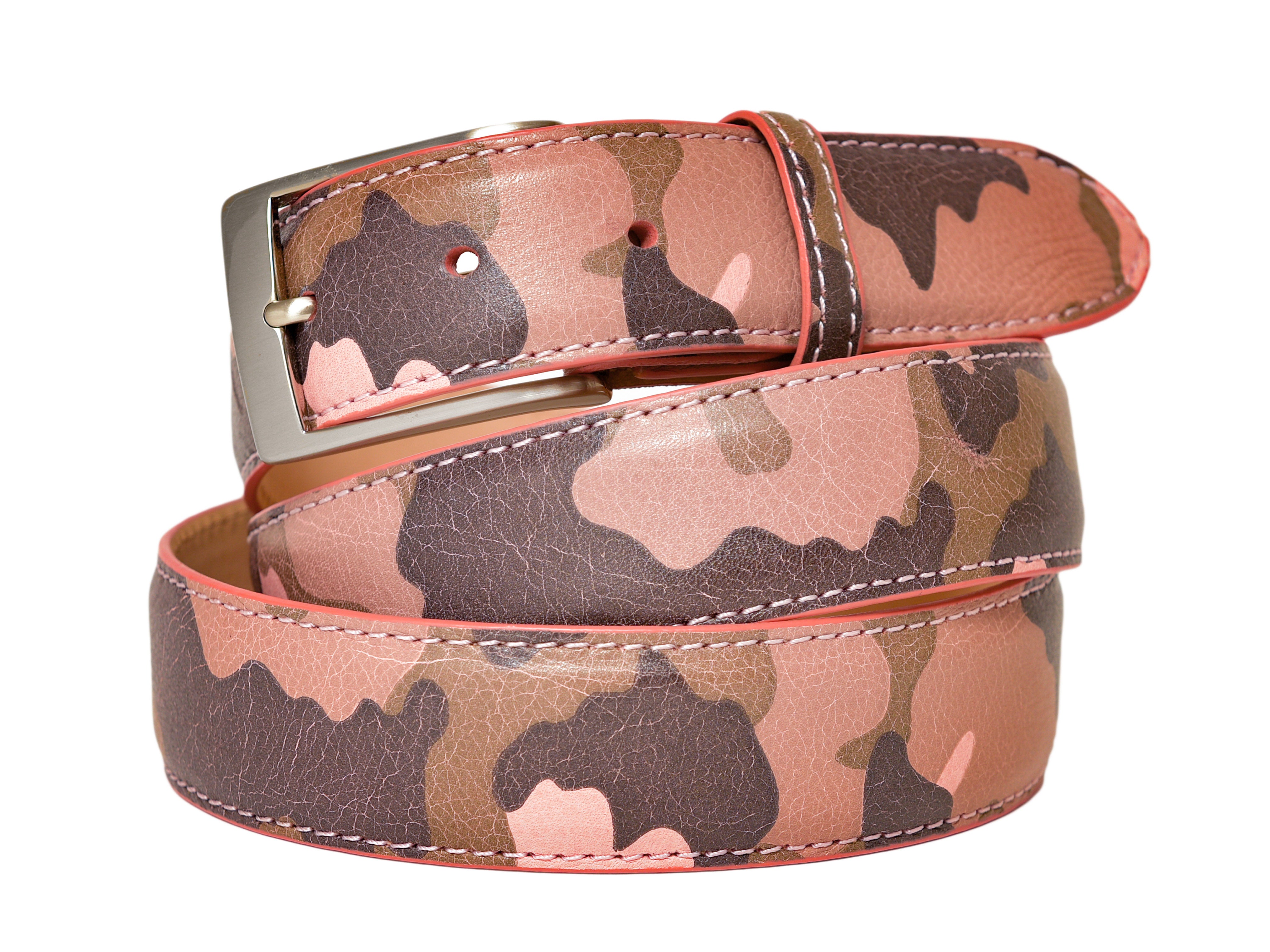 Calf Skin Pebble Belt Pink Camo