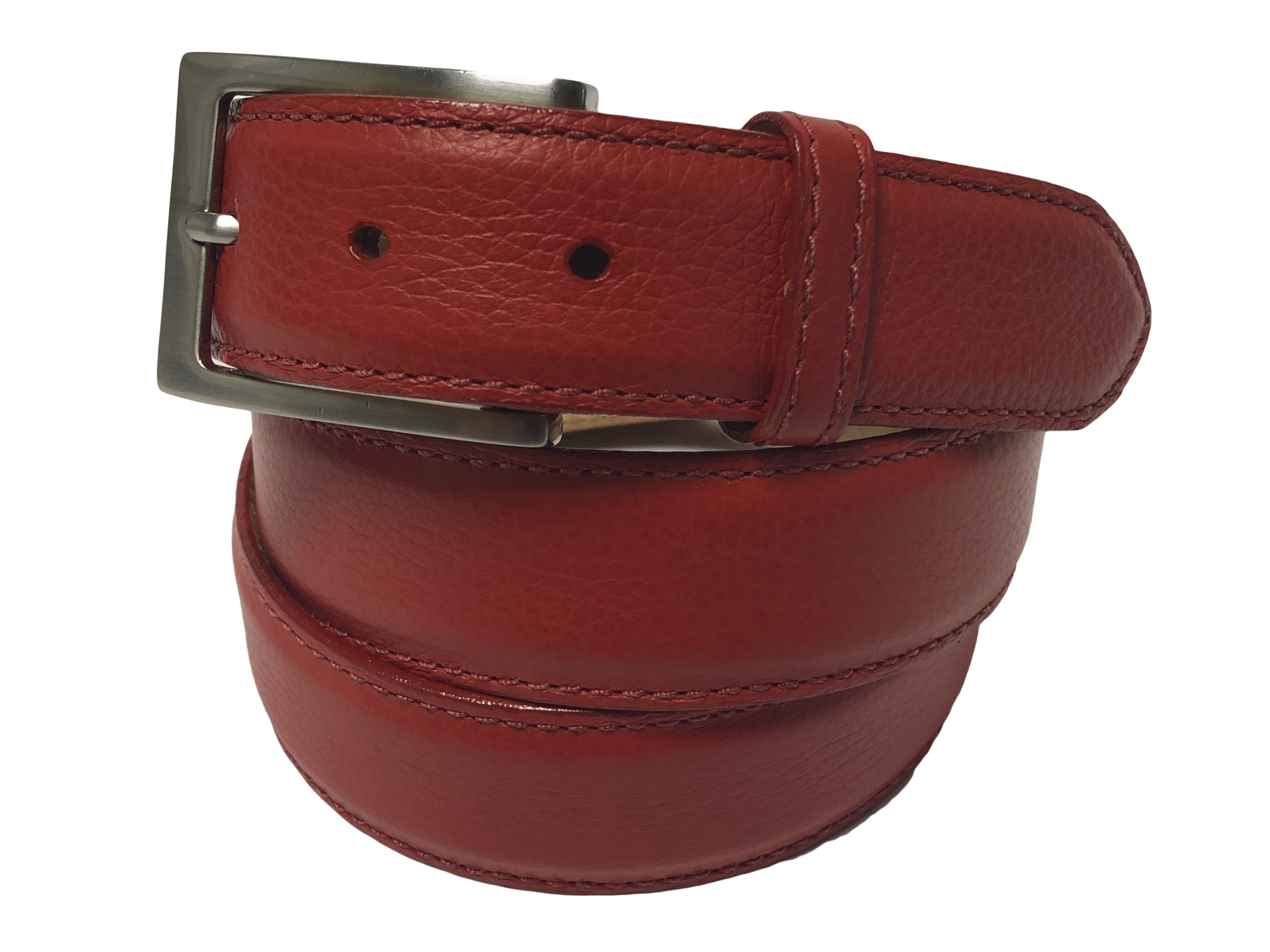 Calf Skin Pebble Belt Red Classic