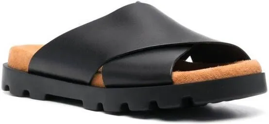 Camper Brutus cross strap sandals Black