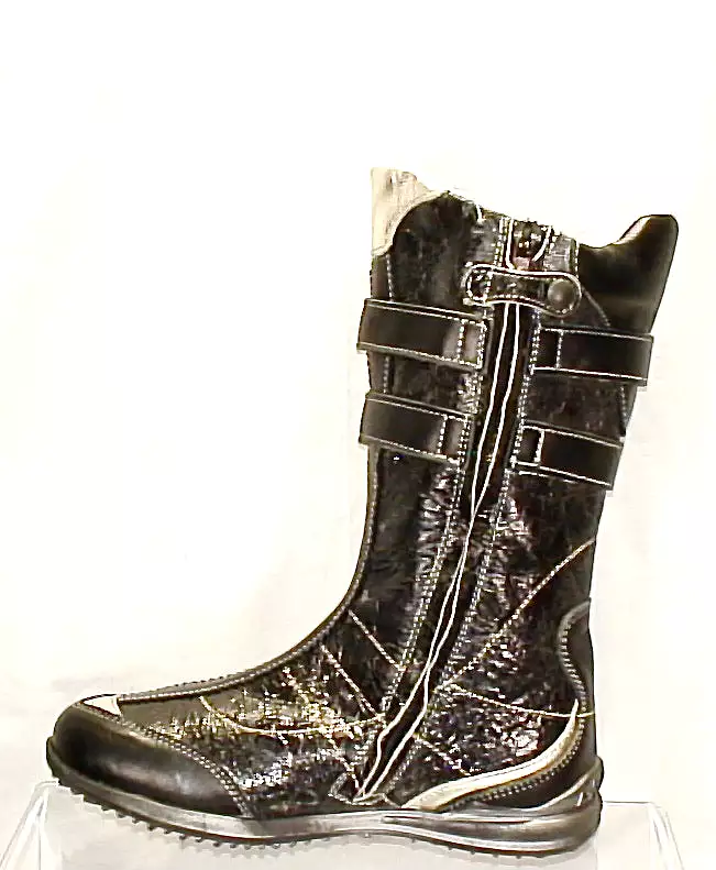 Childs Primigi Euro-Motto Tall Boot  - Black/Silver  Leather - 31EU