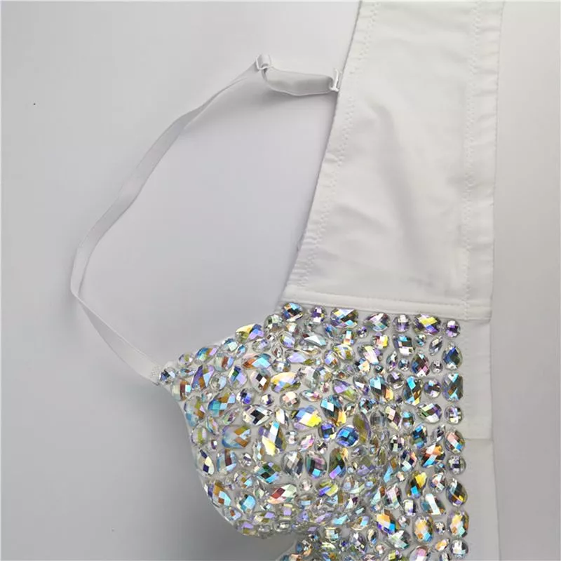 Colored Rhinestone Women Bustier Corset Vest