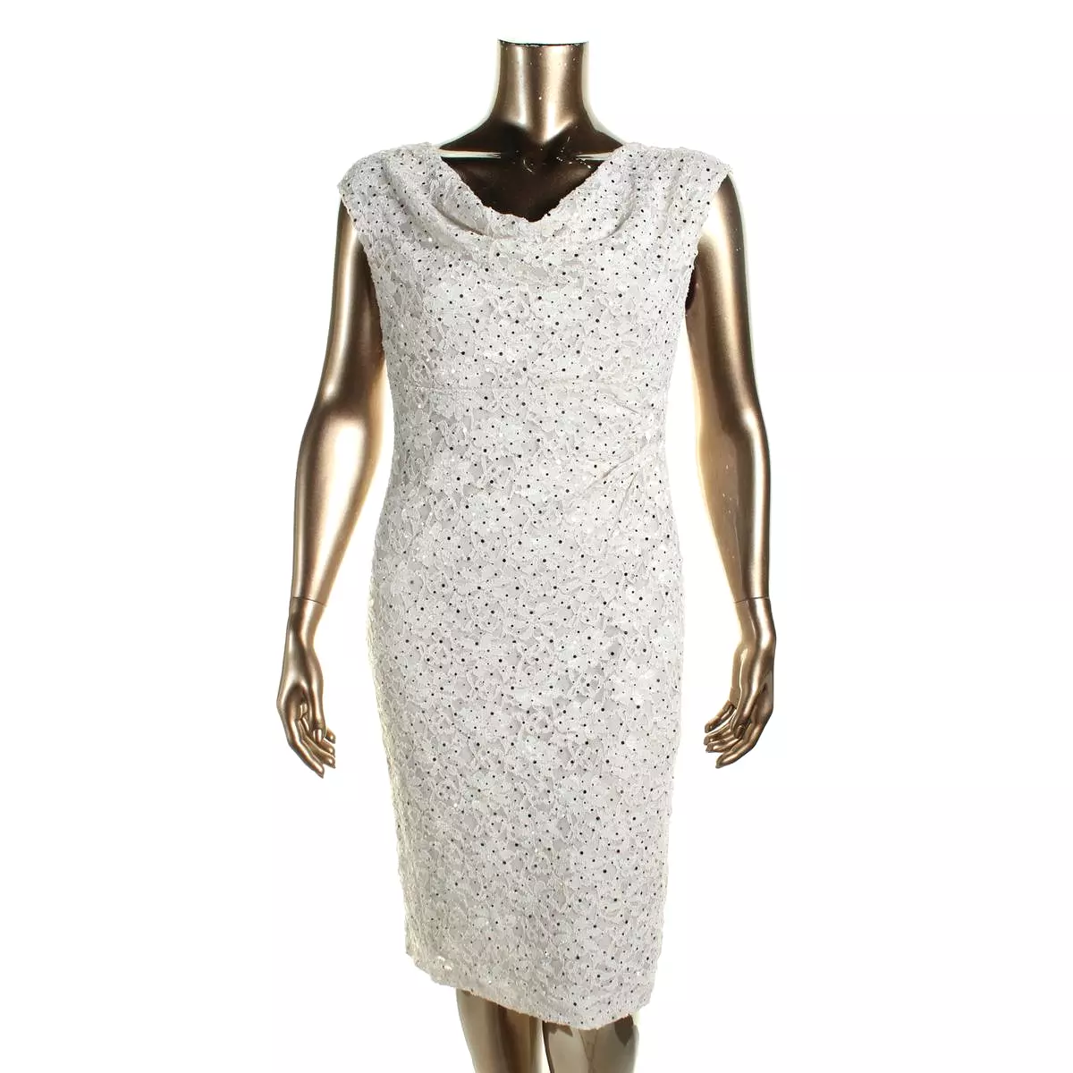 Connected Apparel Womens Lace Sequined Cocktail Dress