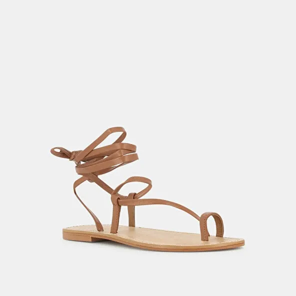 cross-strap sandals in camel leather