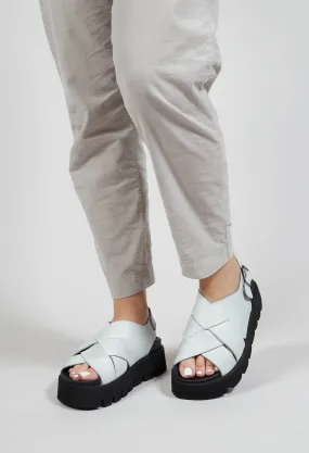 Cross Strap Sandals in Gasoline Bianco Ottico