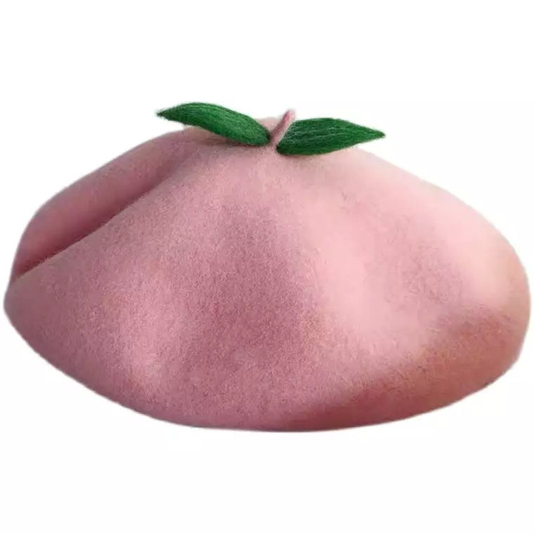 CUTE PEACH PASTEL PINK WOOL BERET HAT BY90168