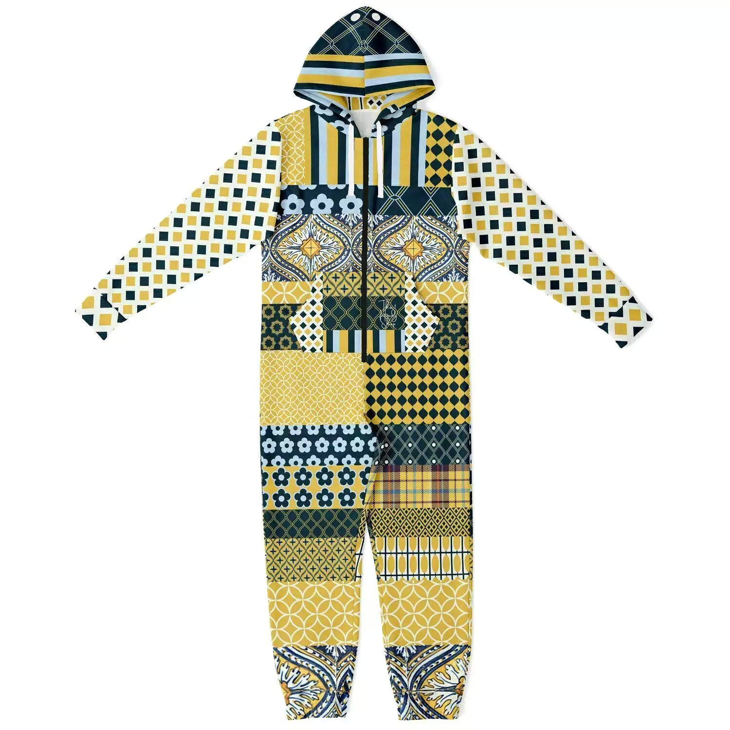 Dauphin Diamond Stripe Patchwork Unisex Fleece Romper