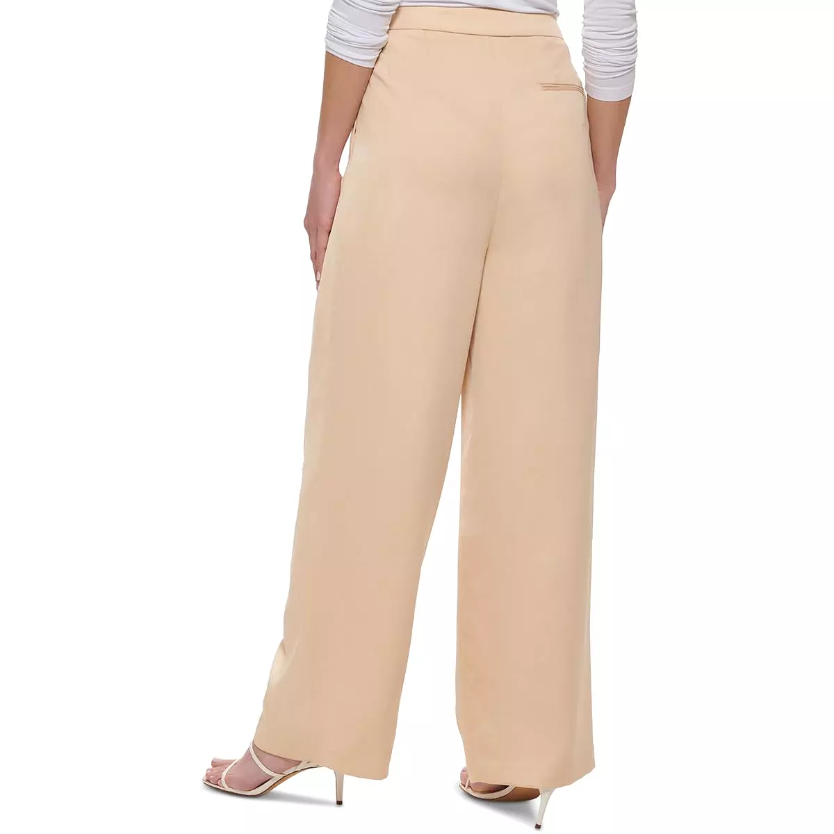 DKNY Womens High Rise Pleated Wide Leg Pants