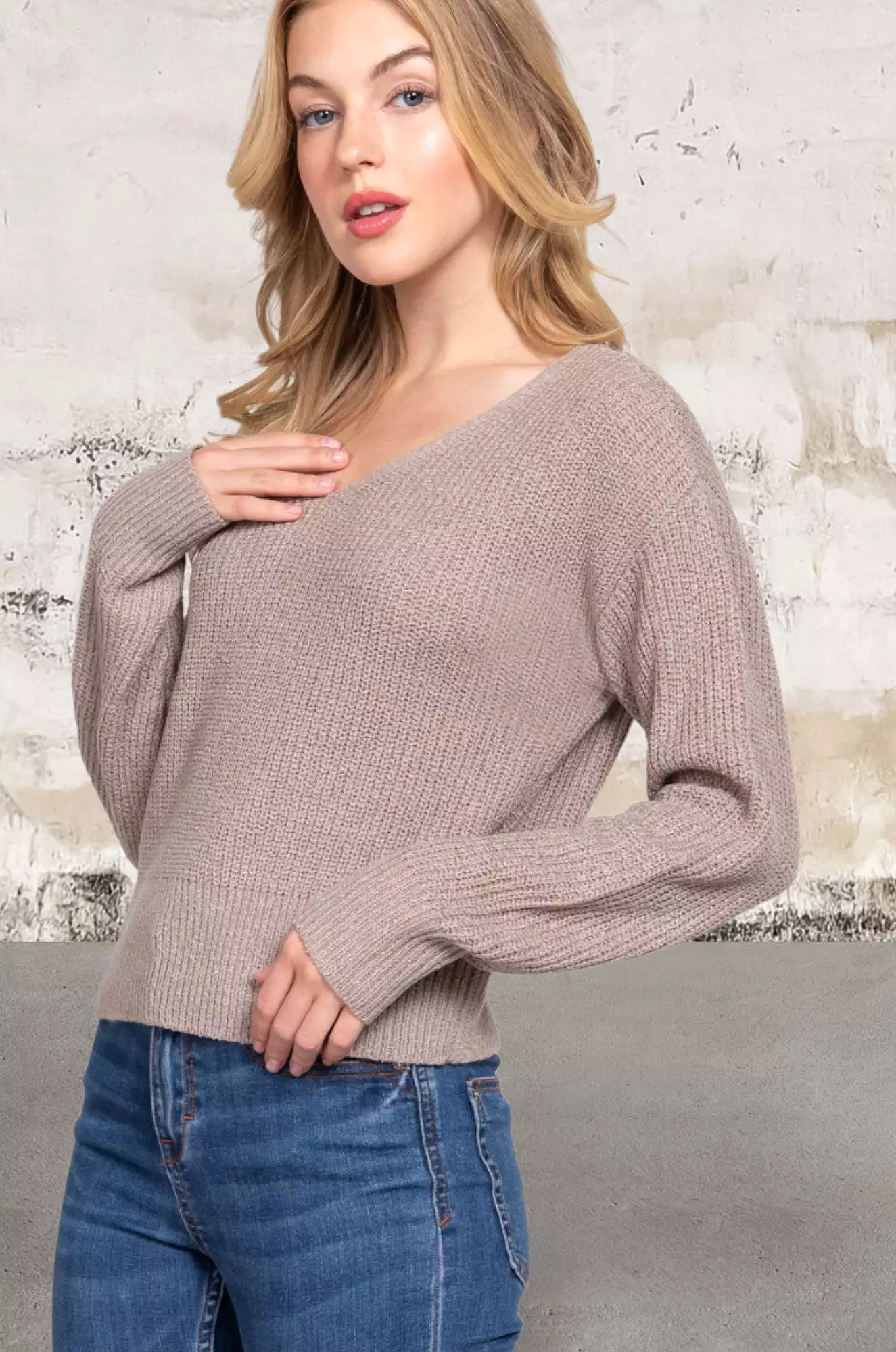 Dolman Sleeve Strappy Open Back Sweater