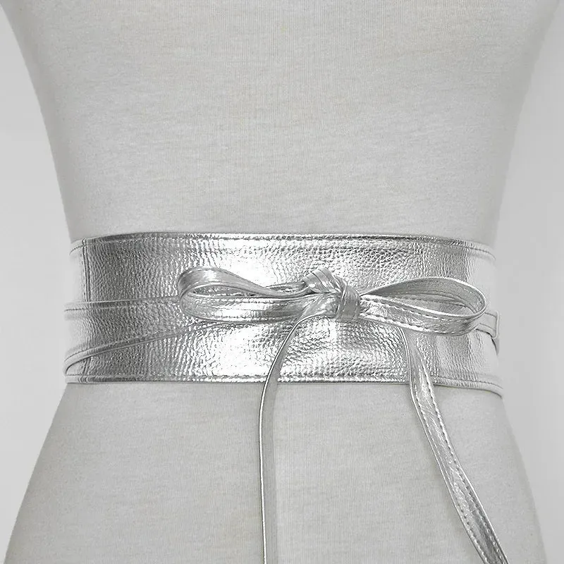 Dress Leather Bowknot Wide Belt