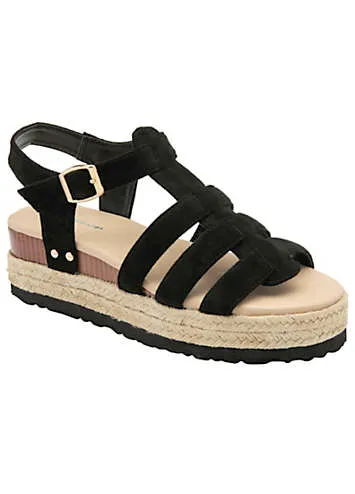 Dunlop Alani Black Cross Strap Sandals | Grattan