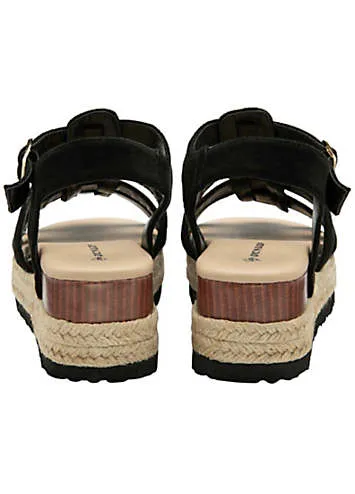 Dunlop Alani Black Cross Strap Sandals | Grattan