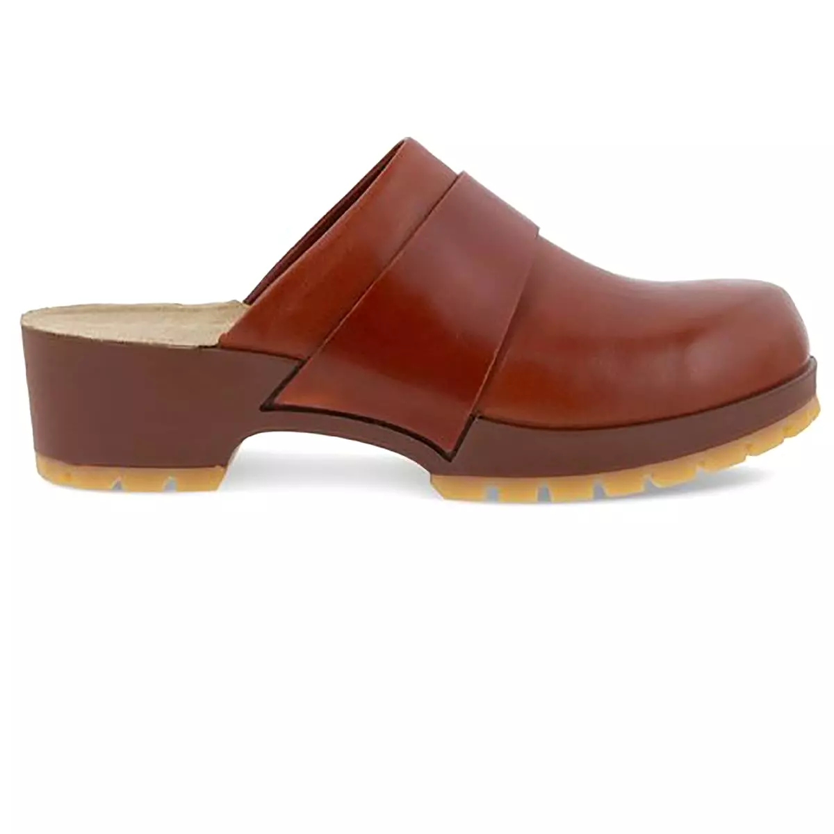 ECCO Womens Comfort Leather Slip On Clogs