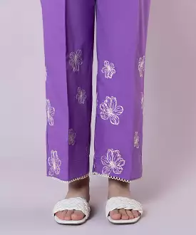 Embroidered Cambric Straight Pants