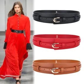 Fashion Wide cowskin Cummerbund knot real leather waistband