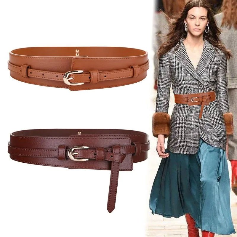 Fashion Wide cowskin Cummerbund knot real leather waistband