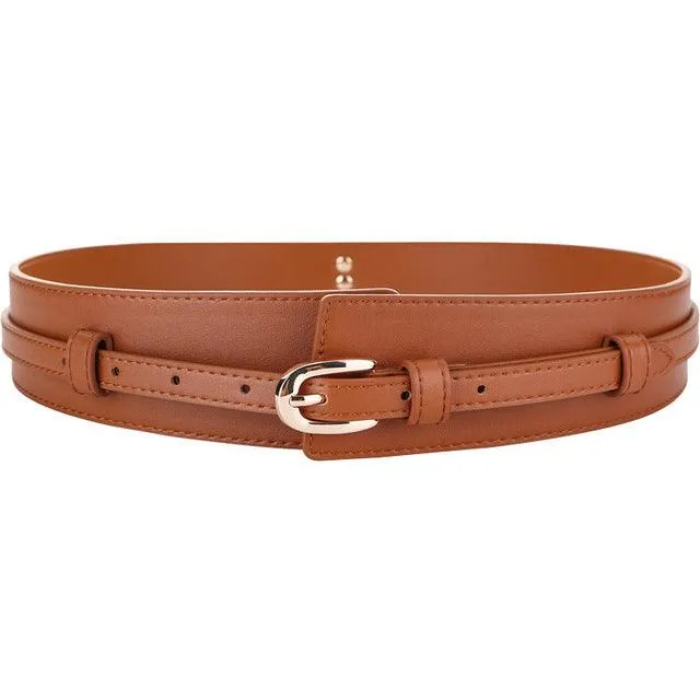 Fashion Wide cowskin Cummerbund knot real leather waistband