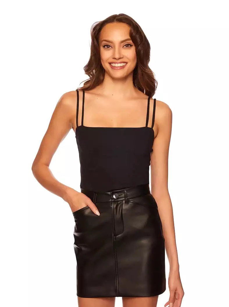 FAUX LEATHER POCKET SKIRT