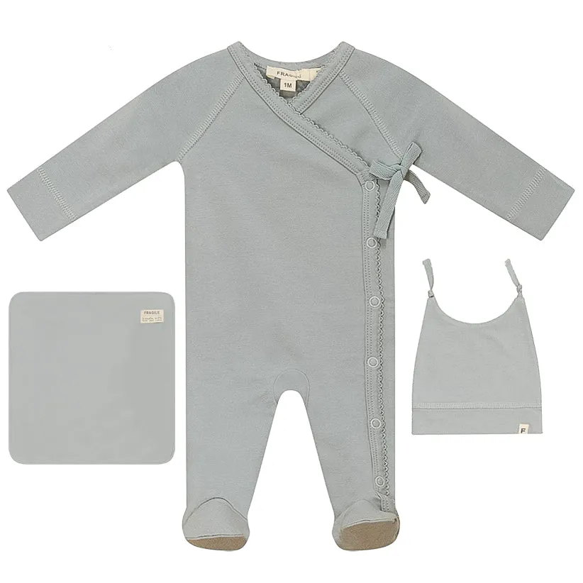 Fragile Seafoam Scallop Stitch Layette Set